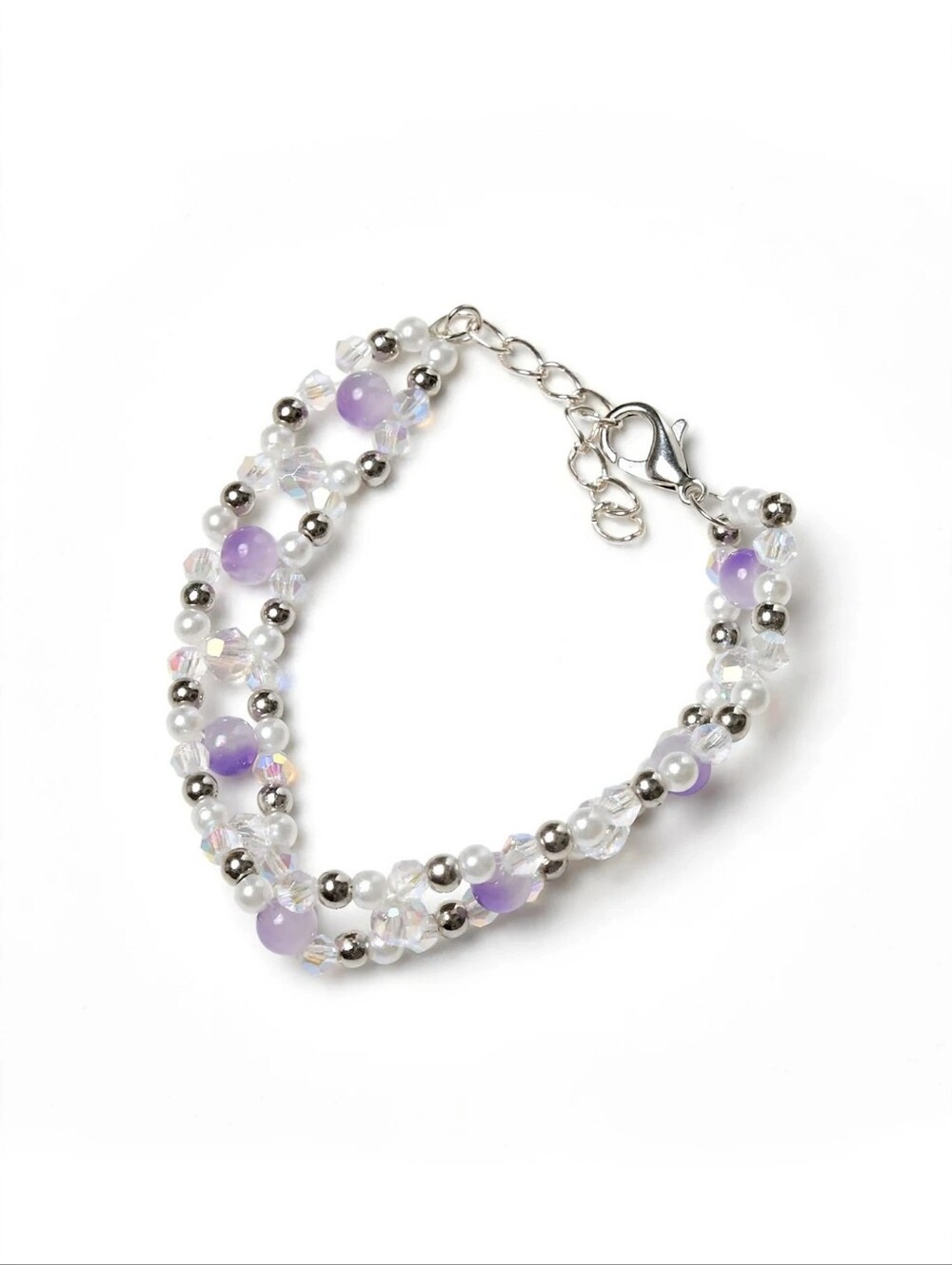Handmade White Pearl and Purple Bead Women’s Necklace